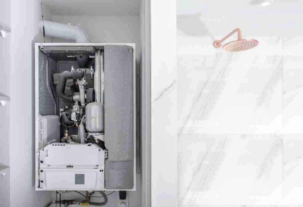 Broken Modern Water Gas Heater & Shower Cabin